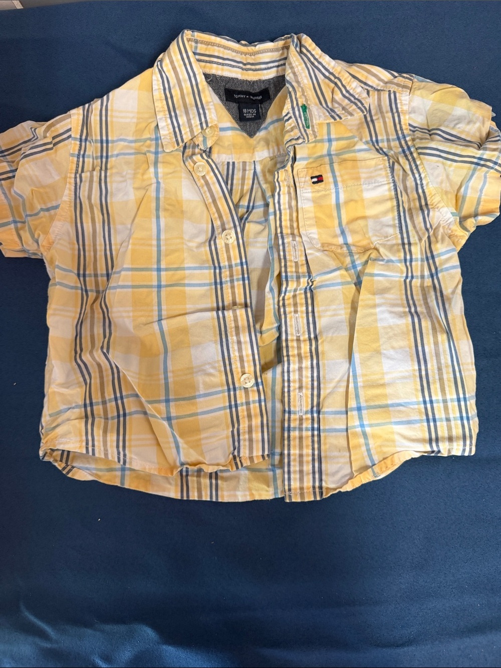 Tommy Hilfiger Yellow White & Blue Plaid Button-Down Shirt